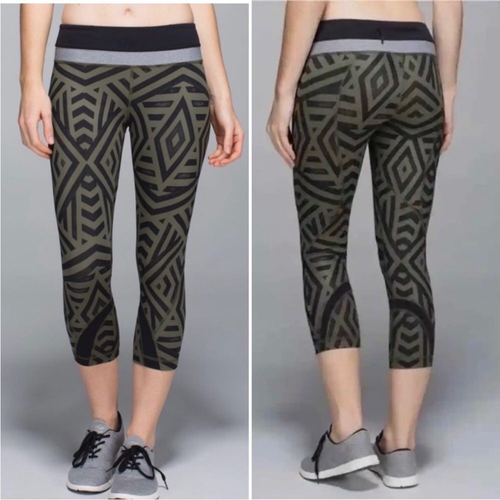 Lululemon run inspire crop leggings ll chevron size 6